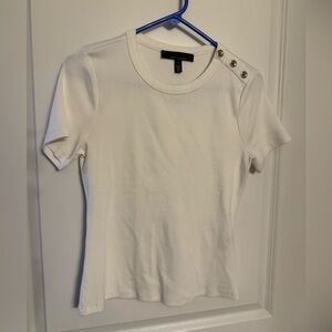 White House Black Market Button-Shoulder Women's White Top Size Small